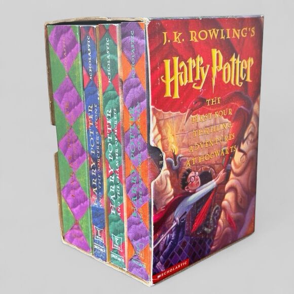Harry Potter Box Books The First Scholastic Edition Four Years 1-4 Paperback Set - Picture 1 of 5
